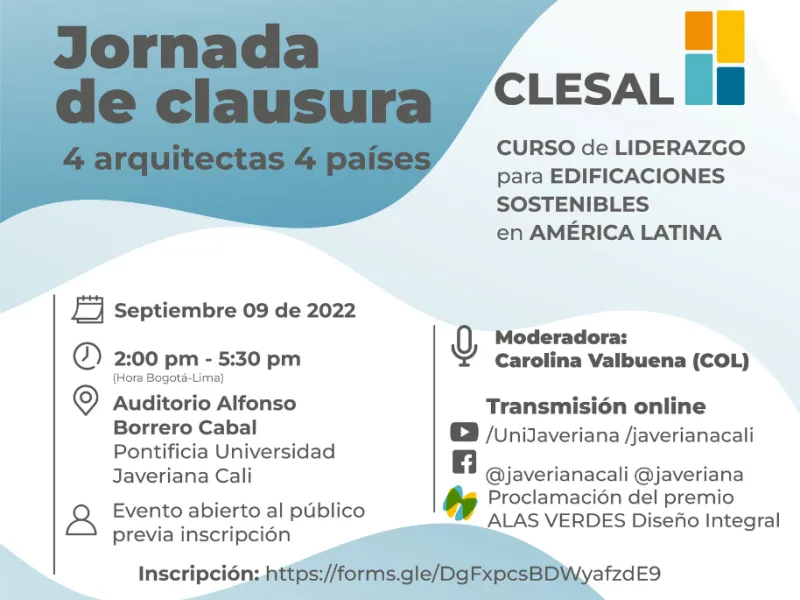 clausura del Curso de Liderazgo de Edificaciones Sostenibles en América Latina, CLESAL 2022 clausura del Curso de Liderazgo de Edificaciones Sostenibles en América Latina, CLESAL 2022